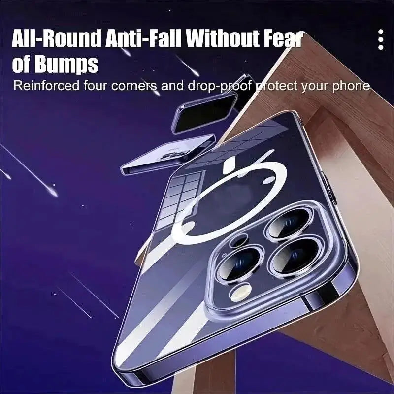 New anti Drop for  15 14 13 12 11 Pro Max PC Material Non Yellowing Magnetic Charging anti Slip Ultra Thin Protective Case