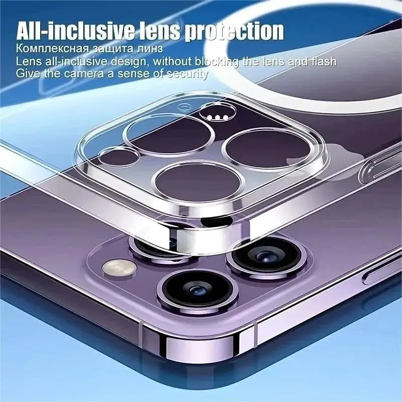 New anti Drop for  15 14 13 12 11 Pro Max PC Material Non Yellowing Magnetic Charging anti Slip Ultra Thin Protective Case